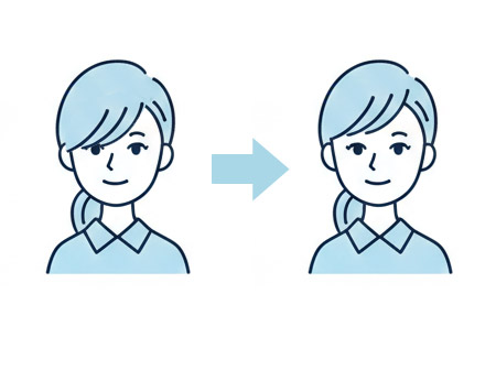 髪の毛は目にかからないように